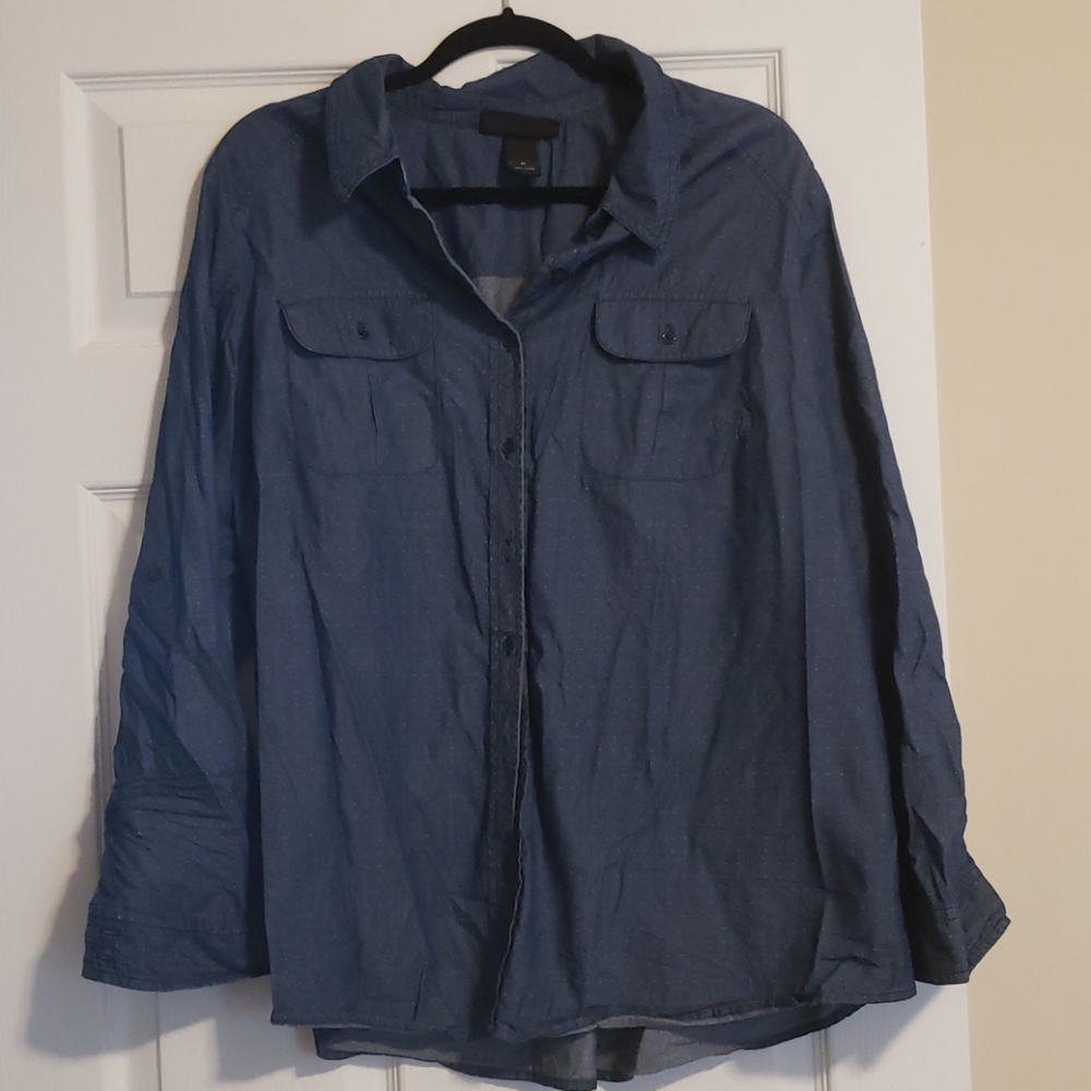 Plus size denim button down